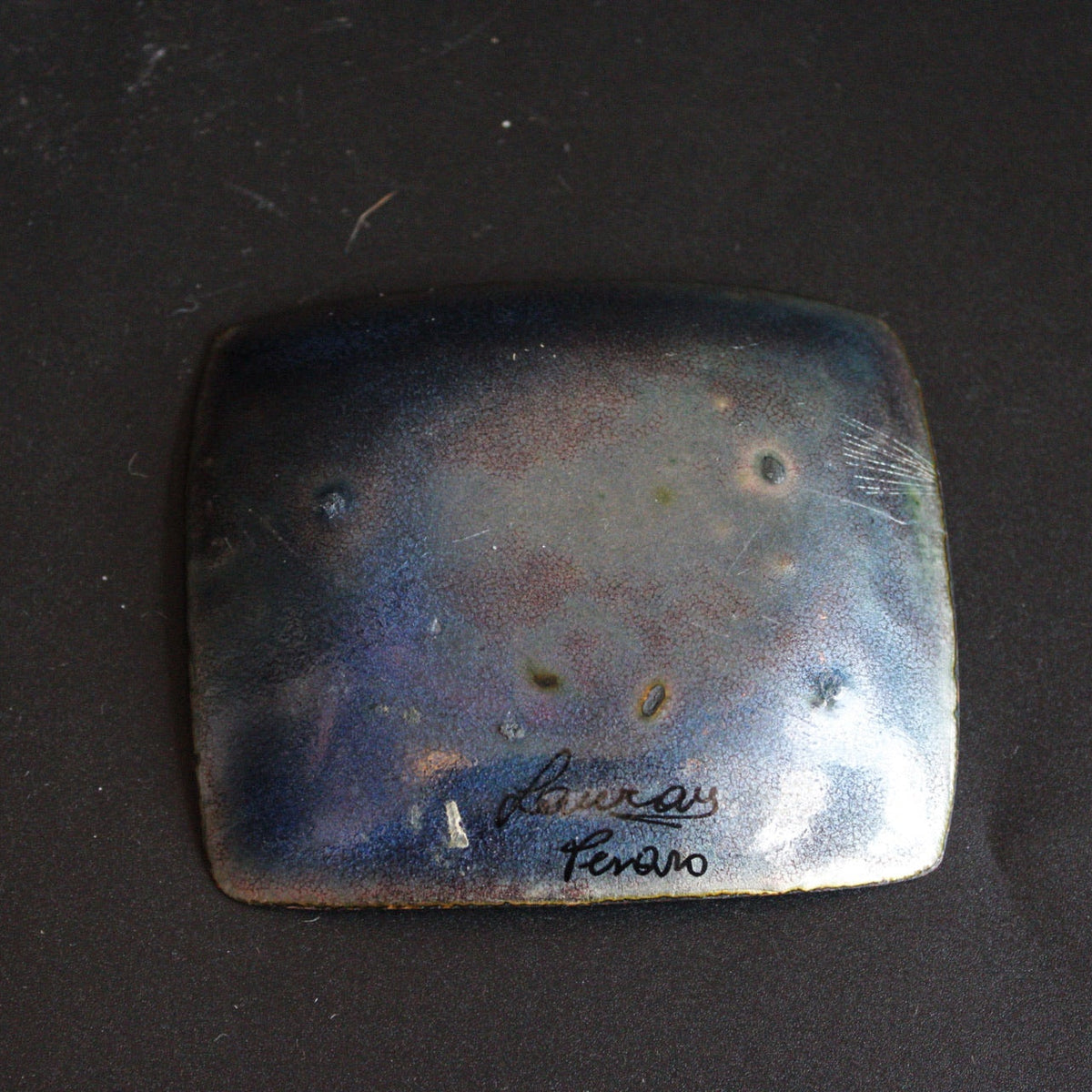 Midcentury Modern Enameled Copper Dish, Square