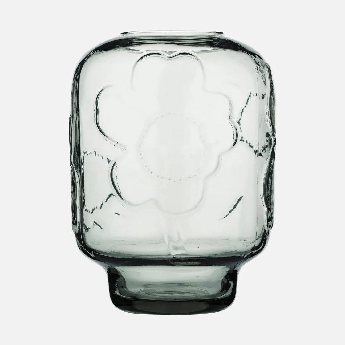 Marimekko Unikko Mouth Blown Glass Vase in Misty Gray color