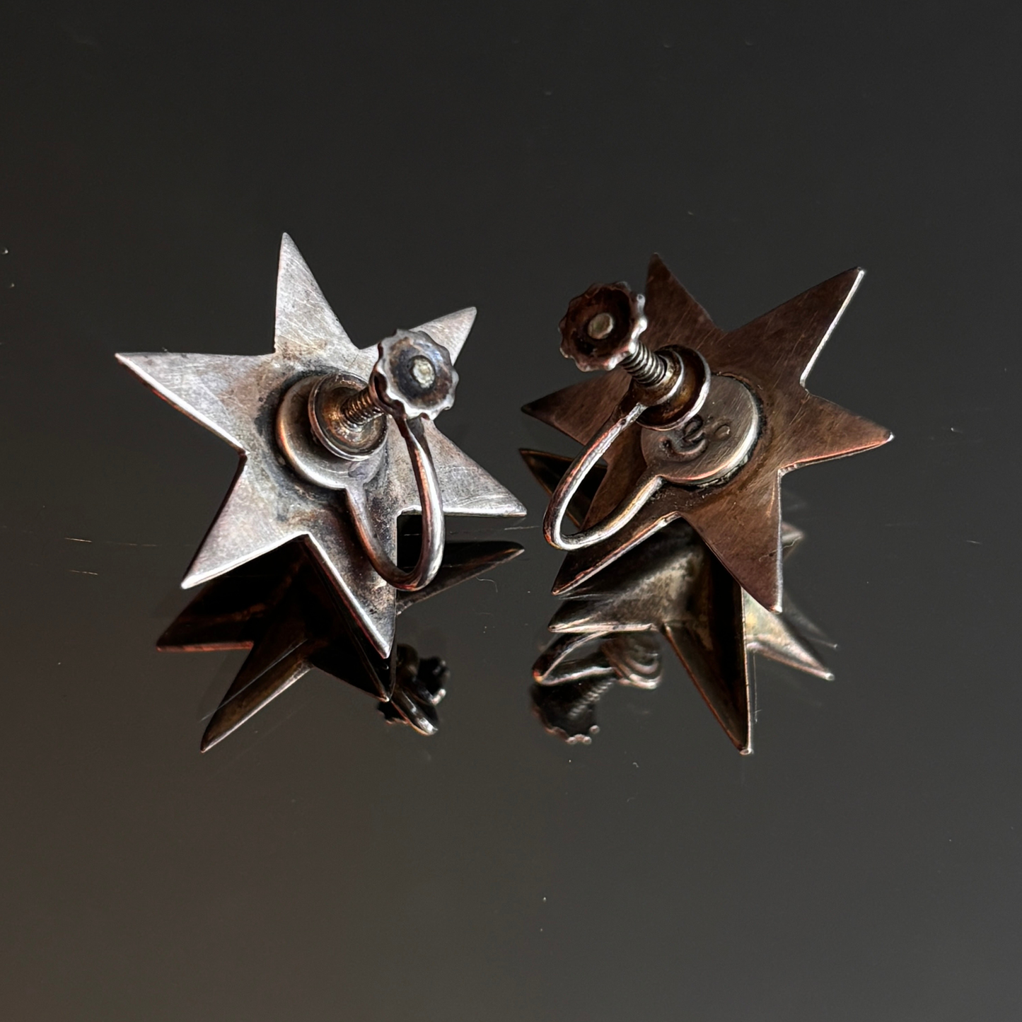 Vintage William Spratling Mexican Silver Star Screw Back Earrings