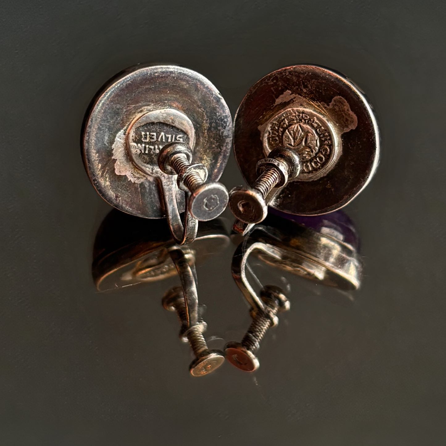 Vintage William Spratling Silver & Amethyst CabochonEarrings