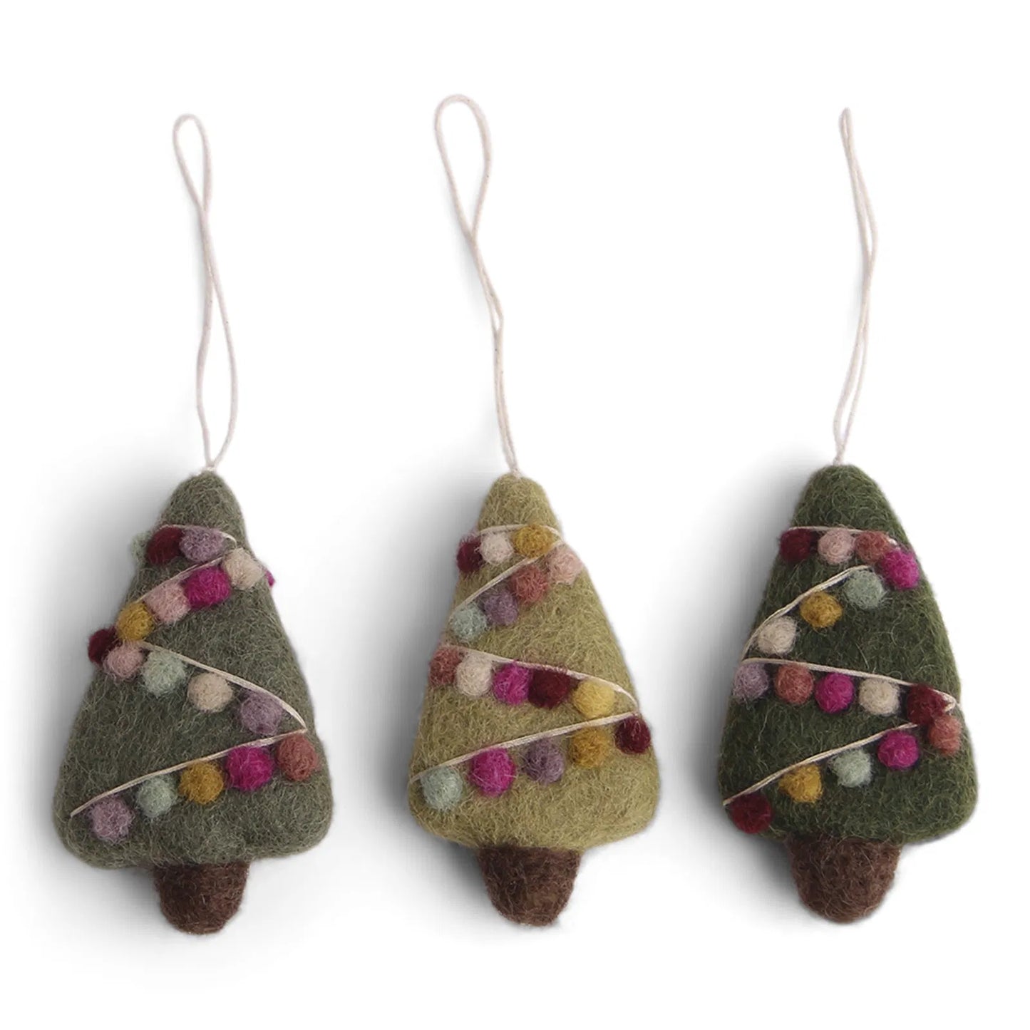 Gry & Sif Felt Christmas Trees w/ Decor - Set of 3