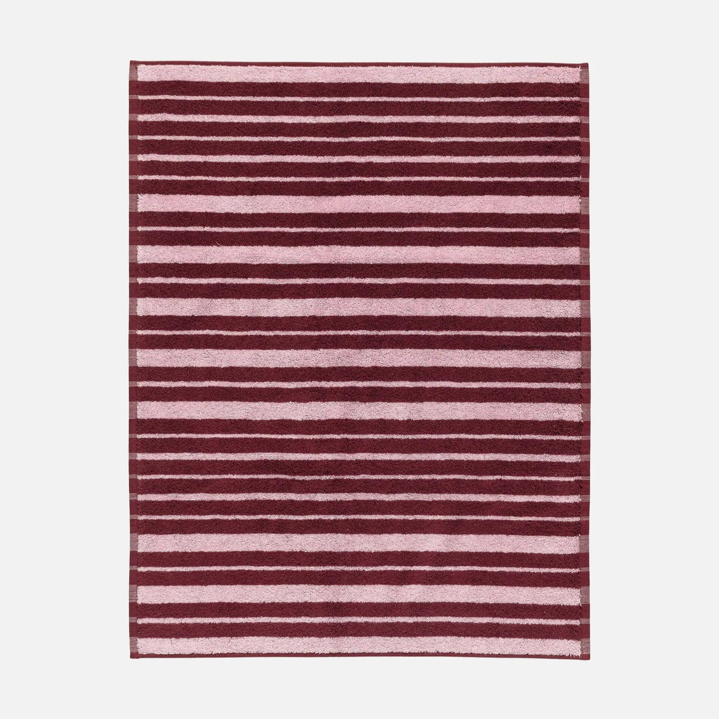Marimekko Raide Terry Bath Mat in burgundy and pink
