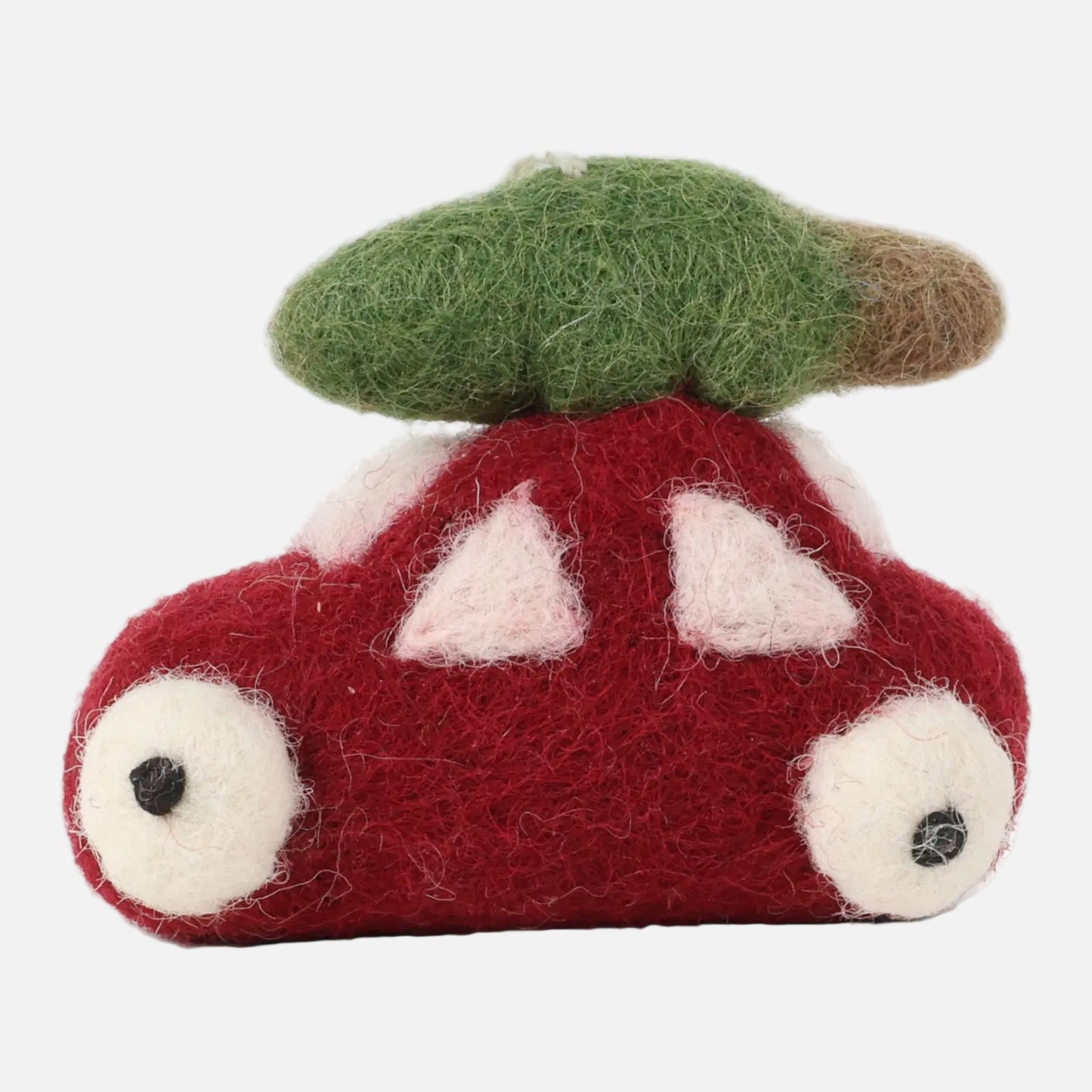 Felt red car with tree on top, by Gry and Sif, handmade, fair trade