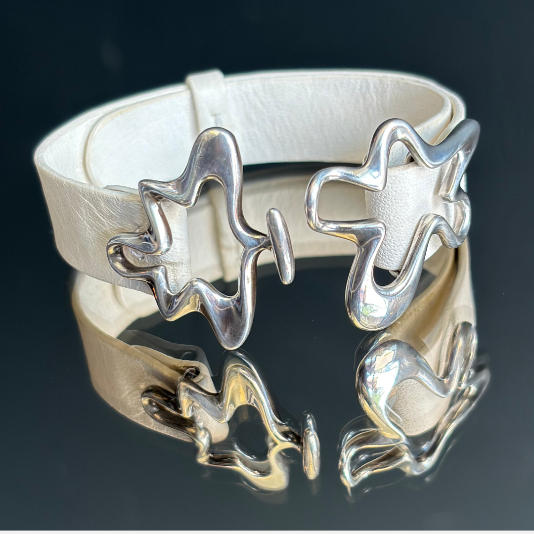 Vintage Georg Jensen Sterling & Leather Bracelet