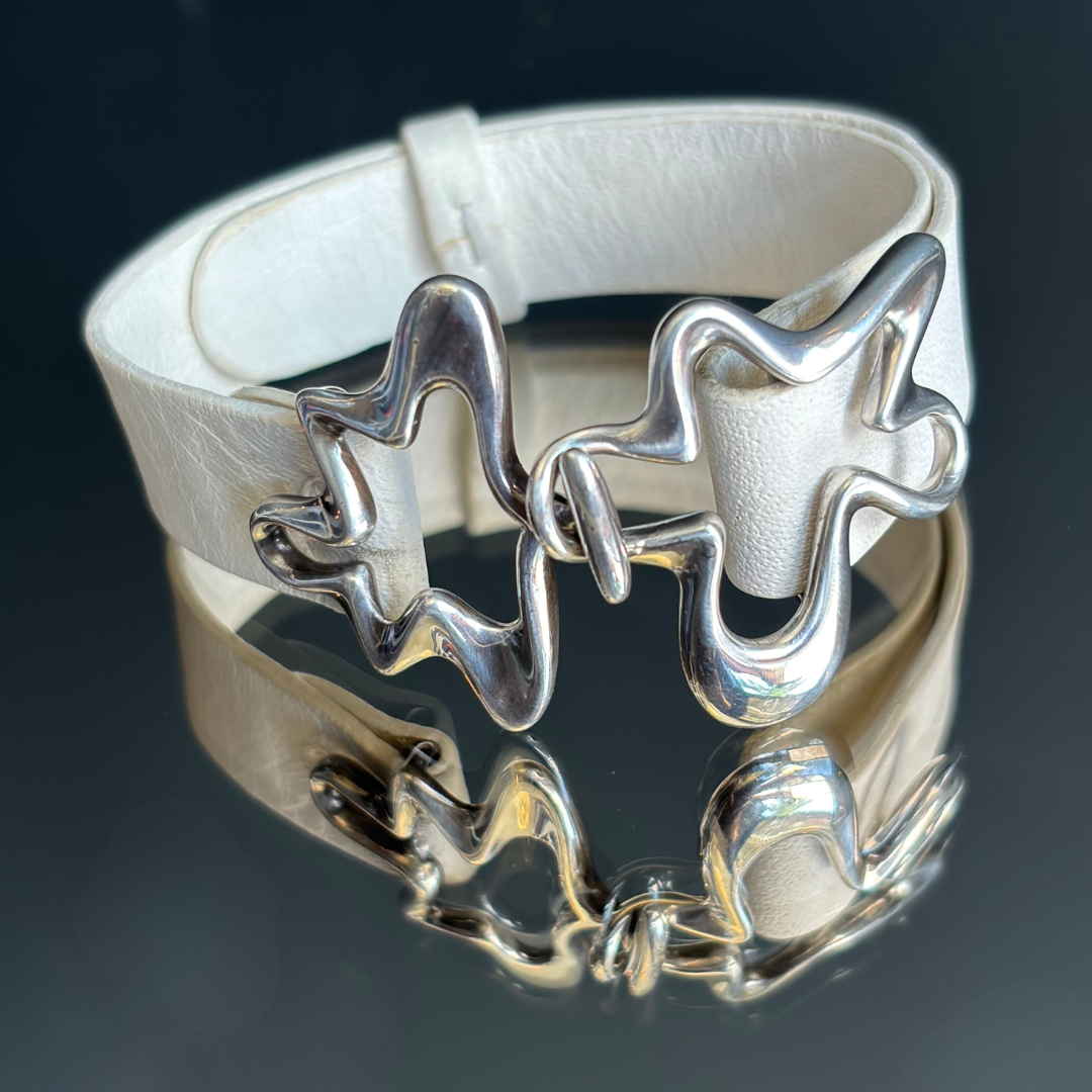 Vintage Georg Jensen Sterling & Leather Bracelet