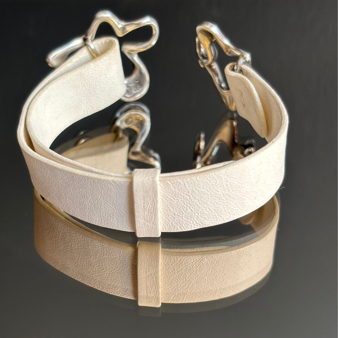Vintage Georg Jensen Sterling & Leather Bracelet