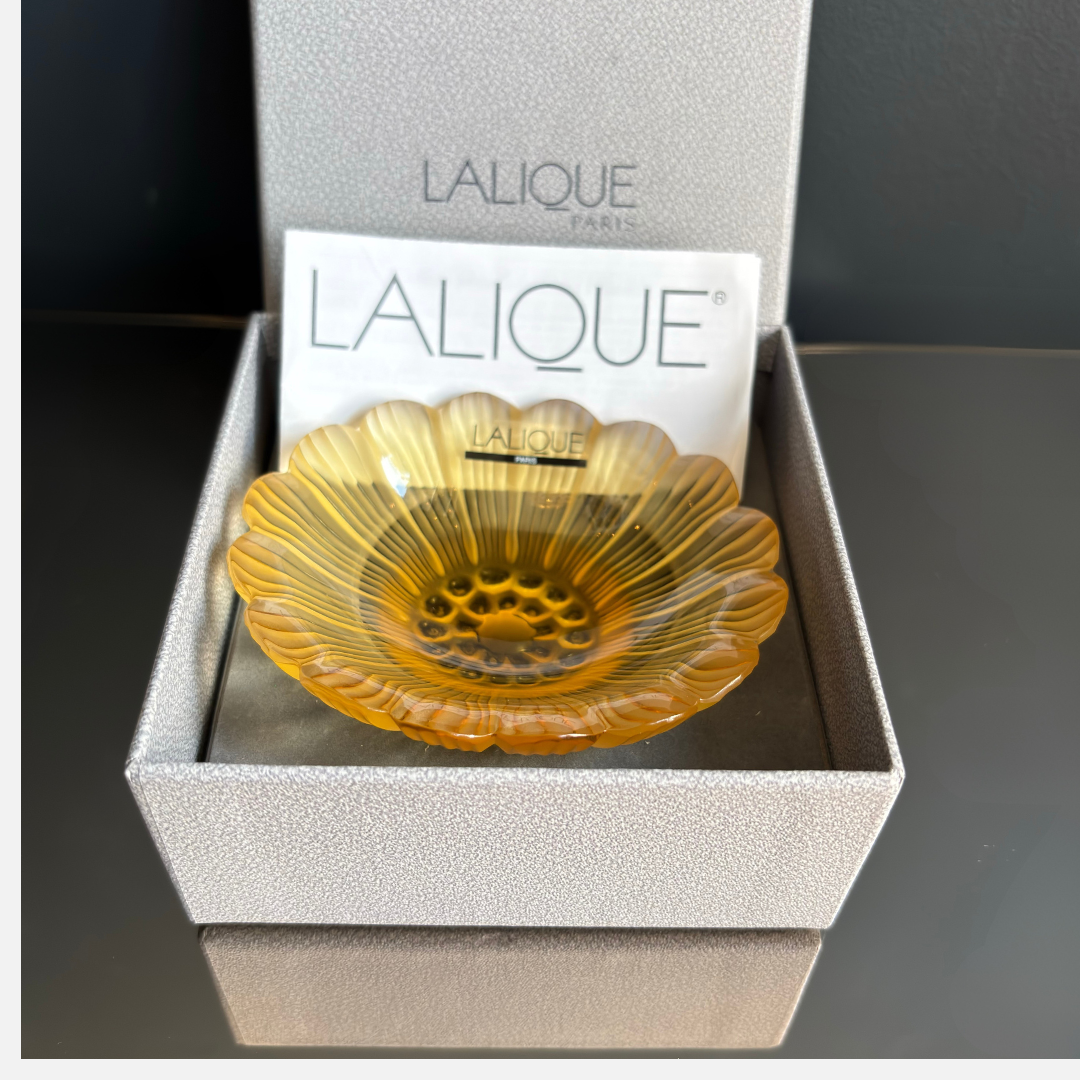 Lalique Crystal Daisy Trinket Dish