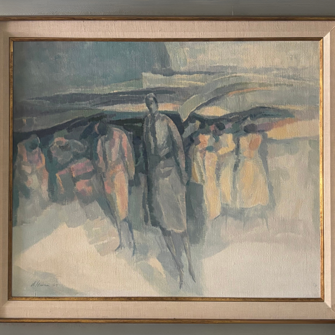 Vintage Harold Altman "Approaching Figures" Framed Oil Painting