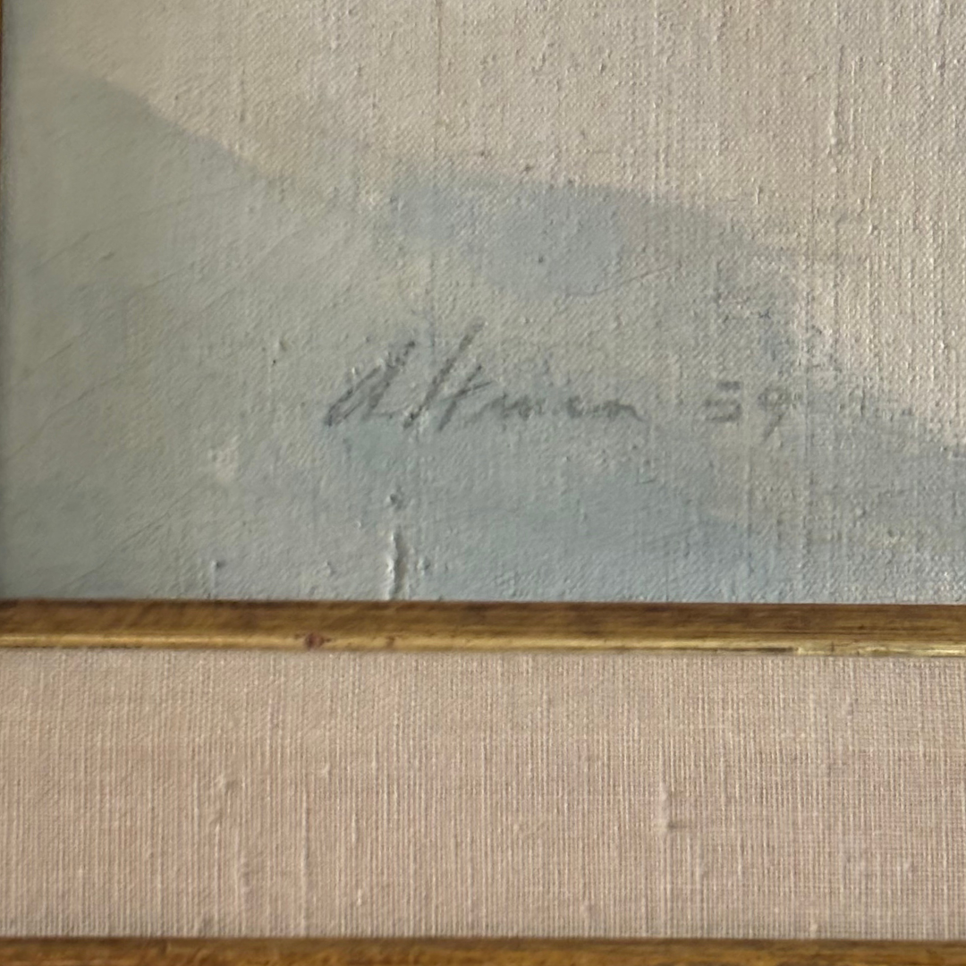 Vintage Harold Altman "Approaching Figures" Framed Oil Painting