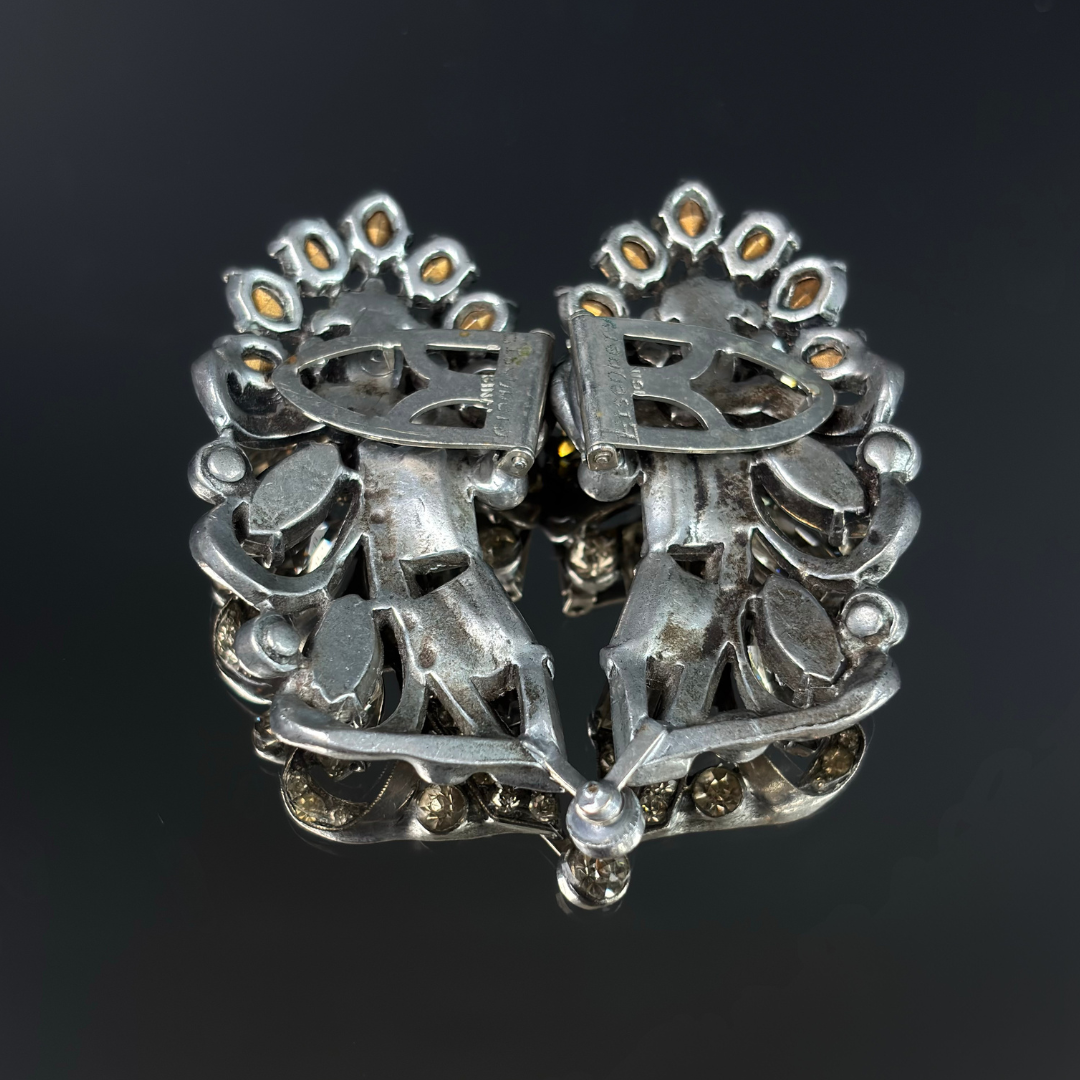 Vintage Eisenberg Originals Rhinestone Collar Clip Set