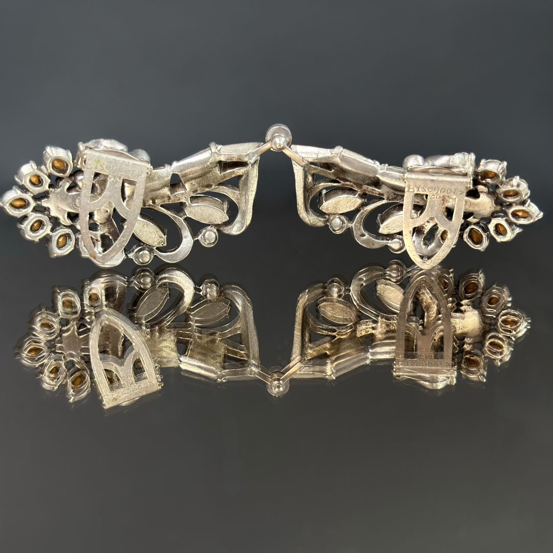 Vintage Eisenberg Originals Rhinestone Collar Clip Set