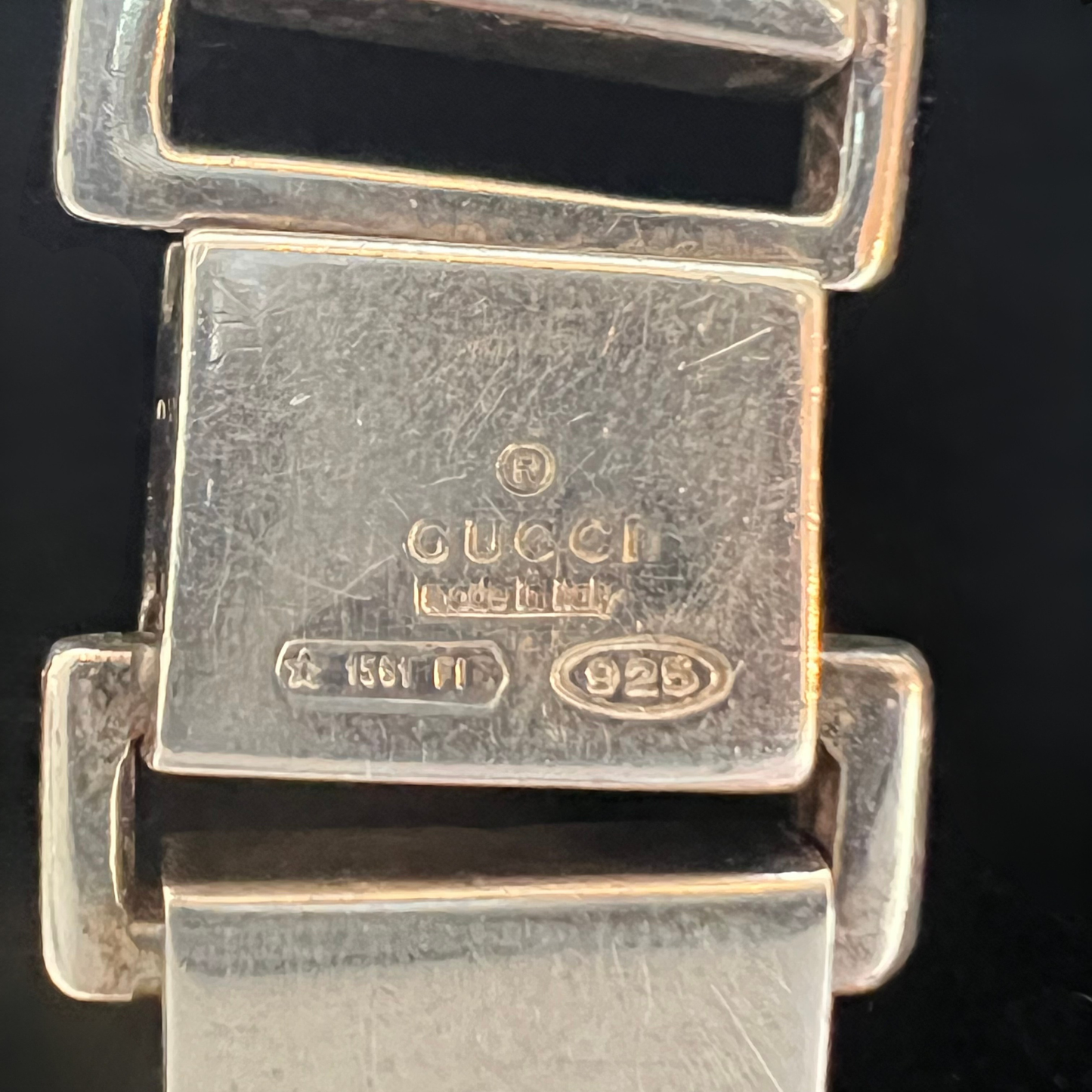 Vintage 1970s Gucci Sterling Silver Flat Link Choker Necklace