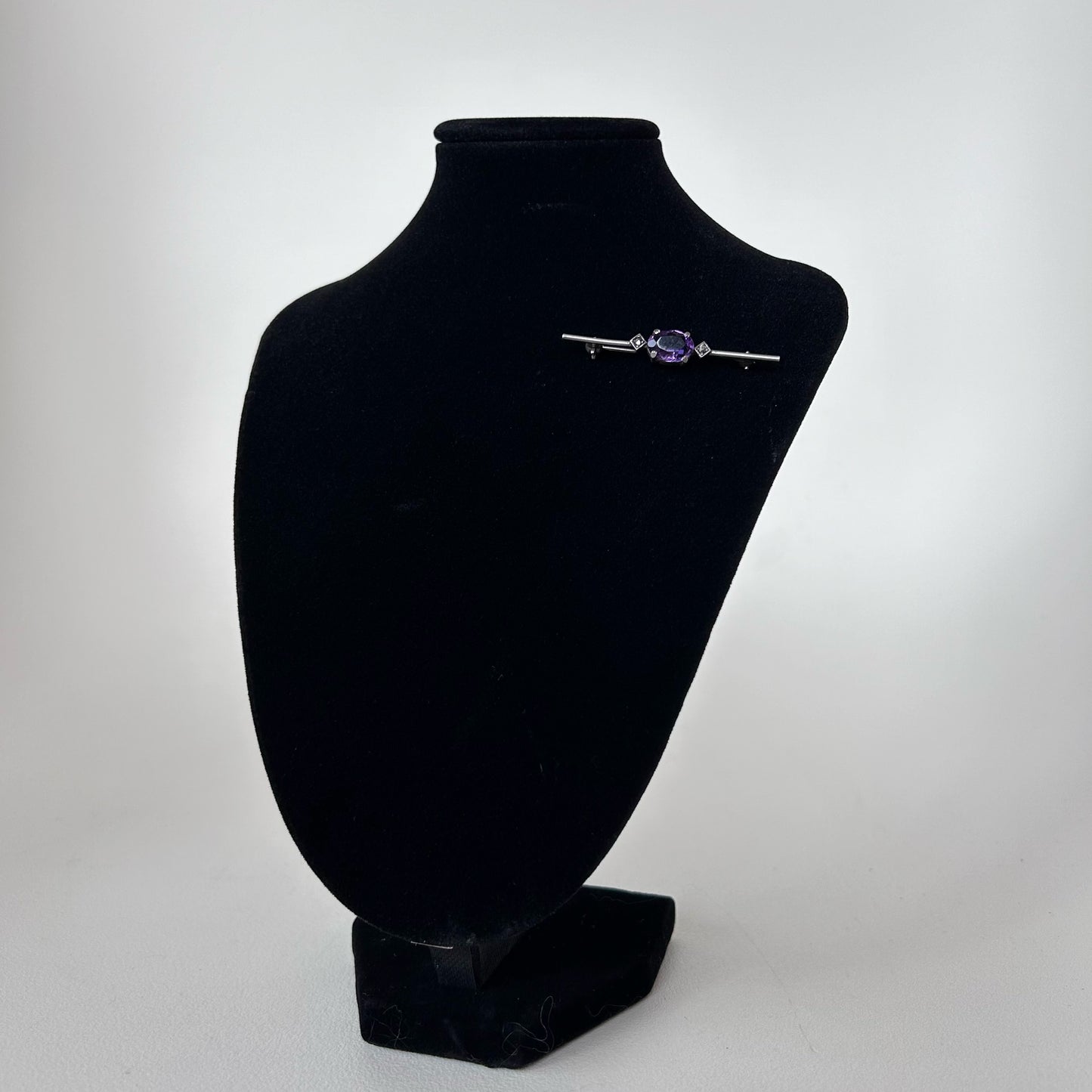 Vintage Amethyst and Marcasite Silver Bar Pin (23)