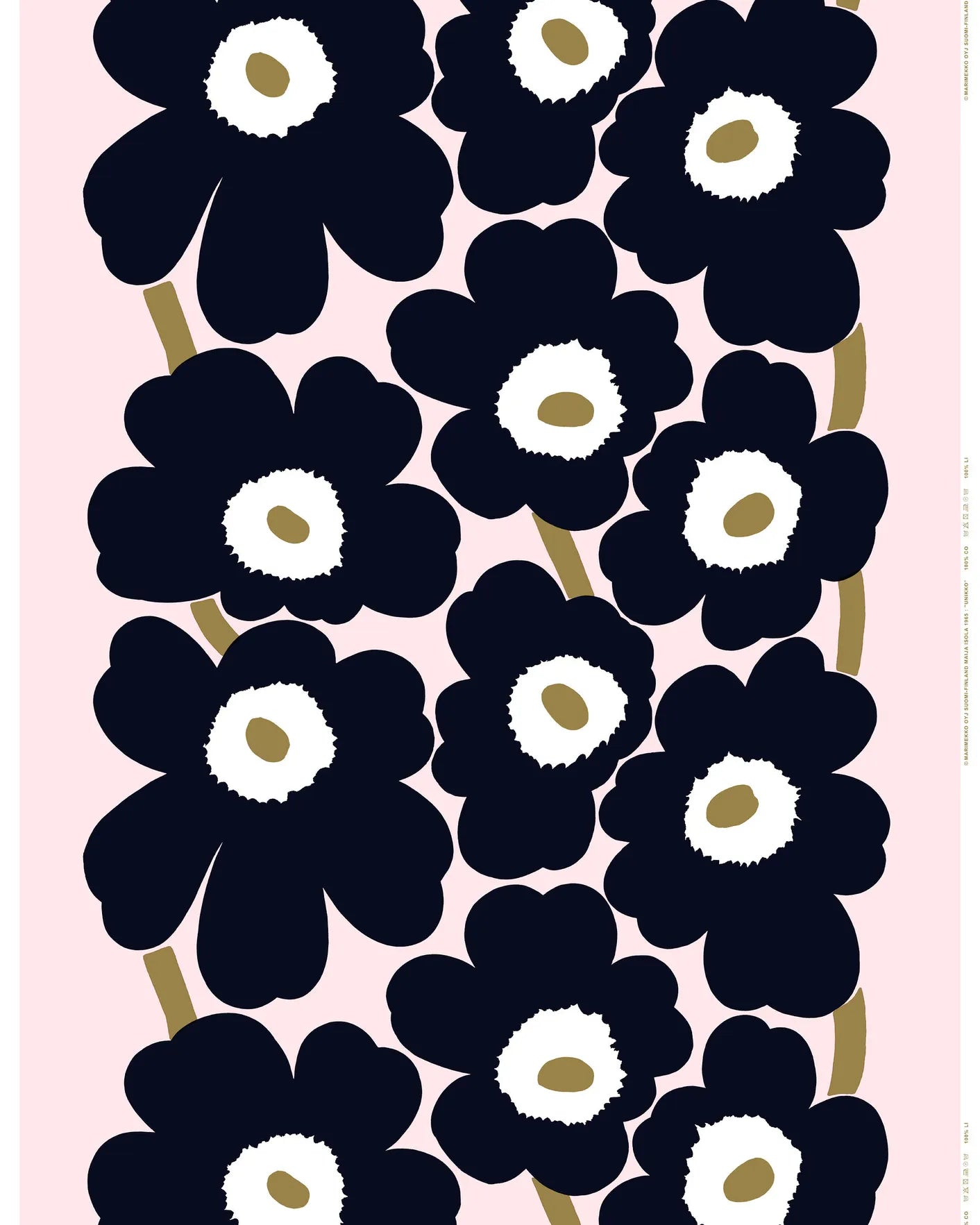 Marimekko Fabric Yardage - Unikko in Pink/Charcoal/Light Brown 