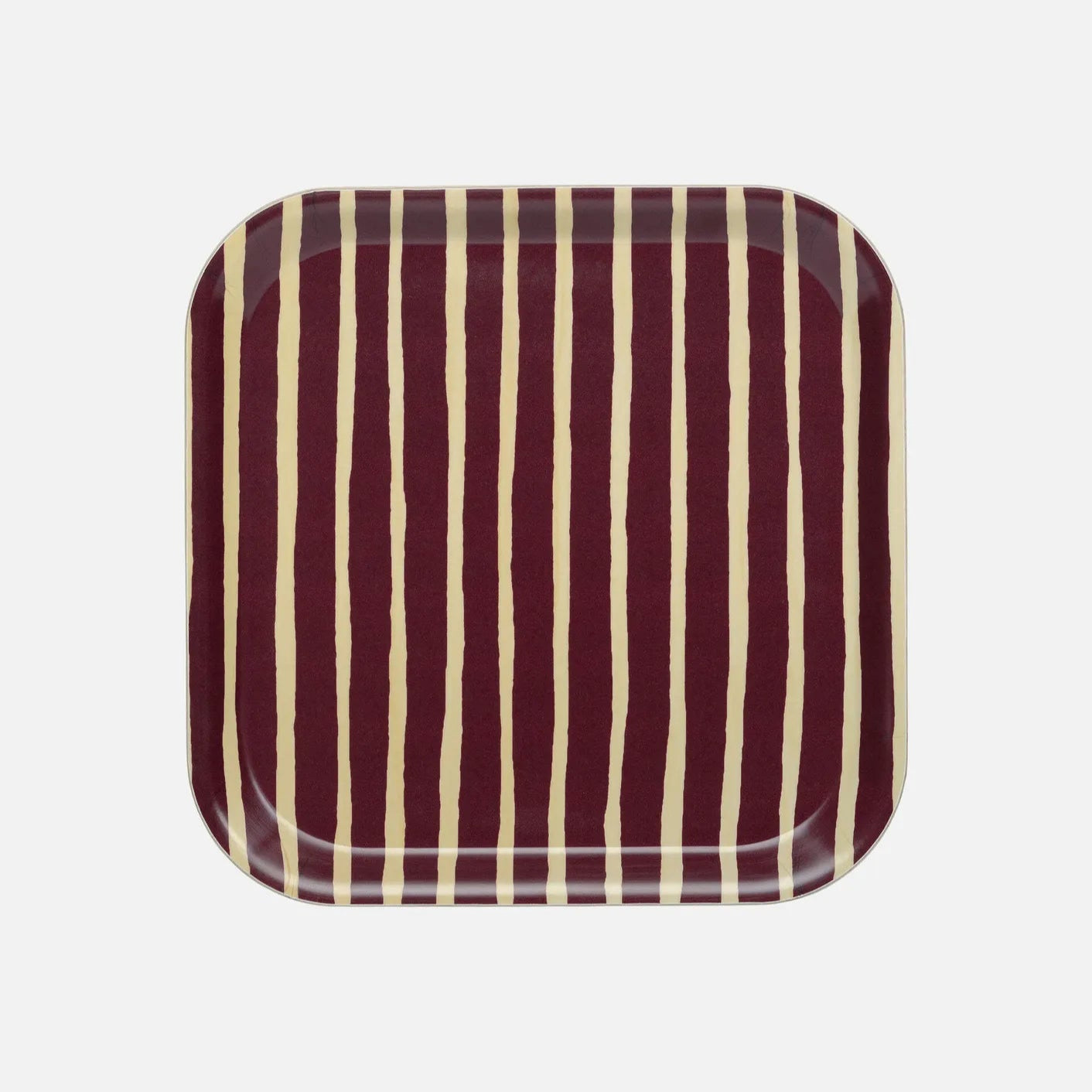 Marimekko laminated birch Piccolo Tray in burgundy and birch