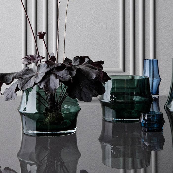 Holmegaard Arc Blown Glass Flower Pot - Dark Green