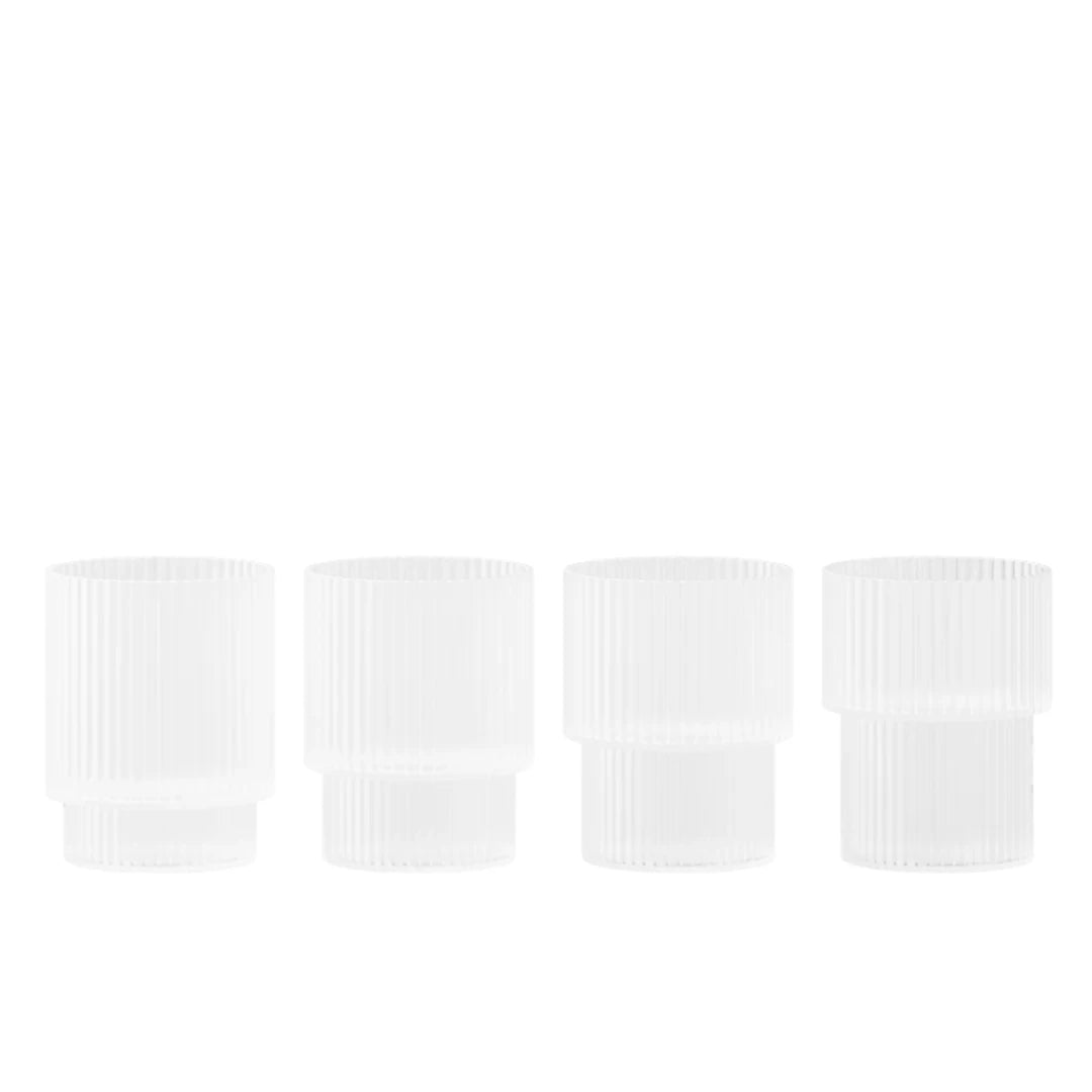 Ferm Living Ripple Glasses - Frosted, Set of 4