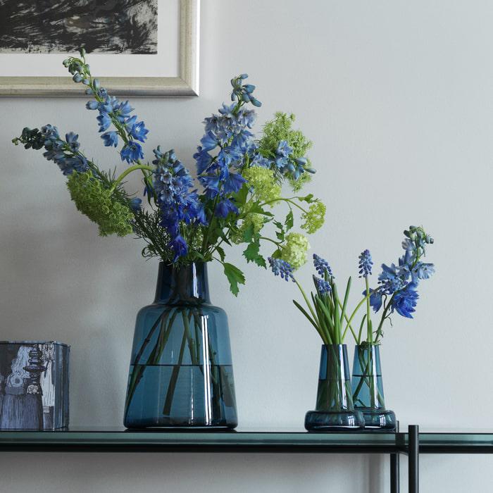 Holmegaard Flora Glass Vase - Dark Blue