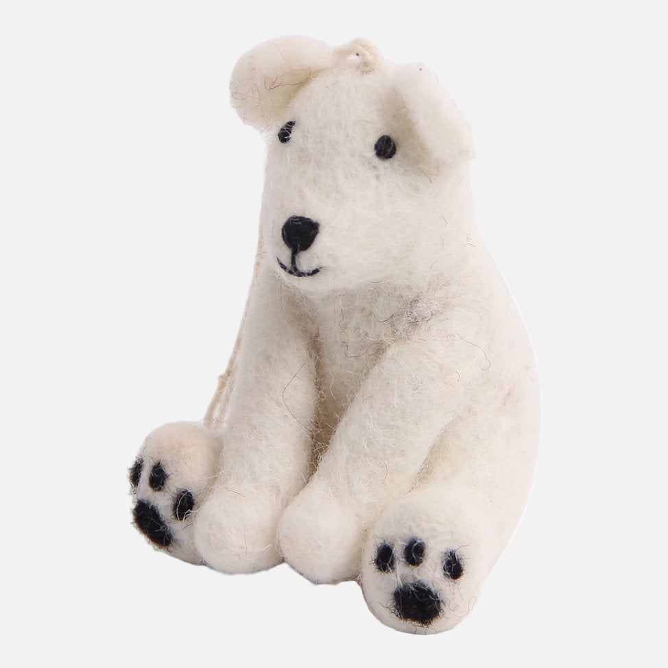 Felt Sitting Polar Bear from Gry and Sif, handmade fair trade