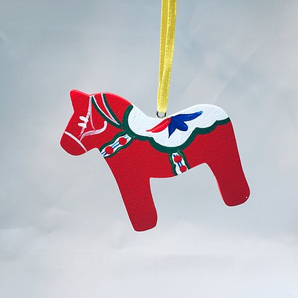 Flat Wooden Dala Horse Ornament