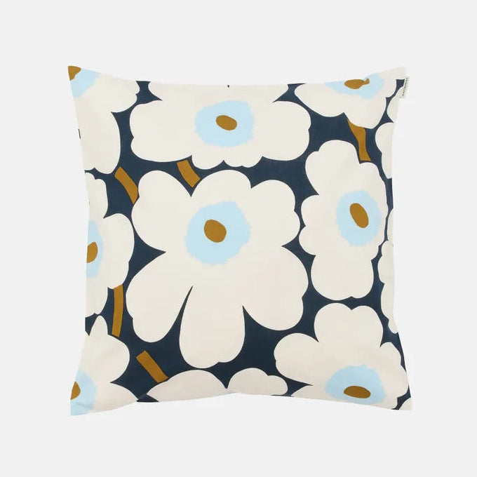 Marimekko Pieni Unikko Cushion Cover, 50x50cm, Bluberry/White/Cold Blue