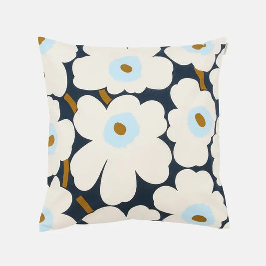 Marimekko Pieni Unikko Cushion Cover, 50x50cm, Bluberry/White/Cold Blue