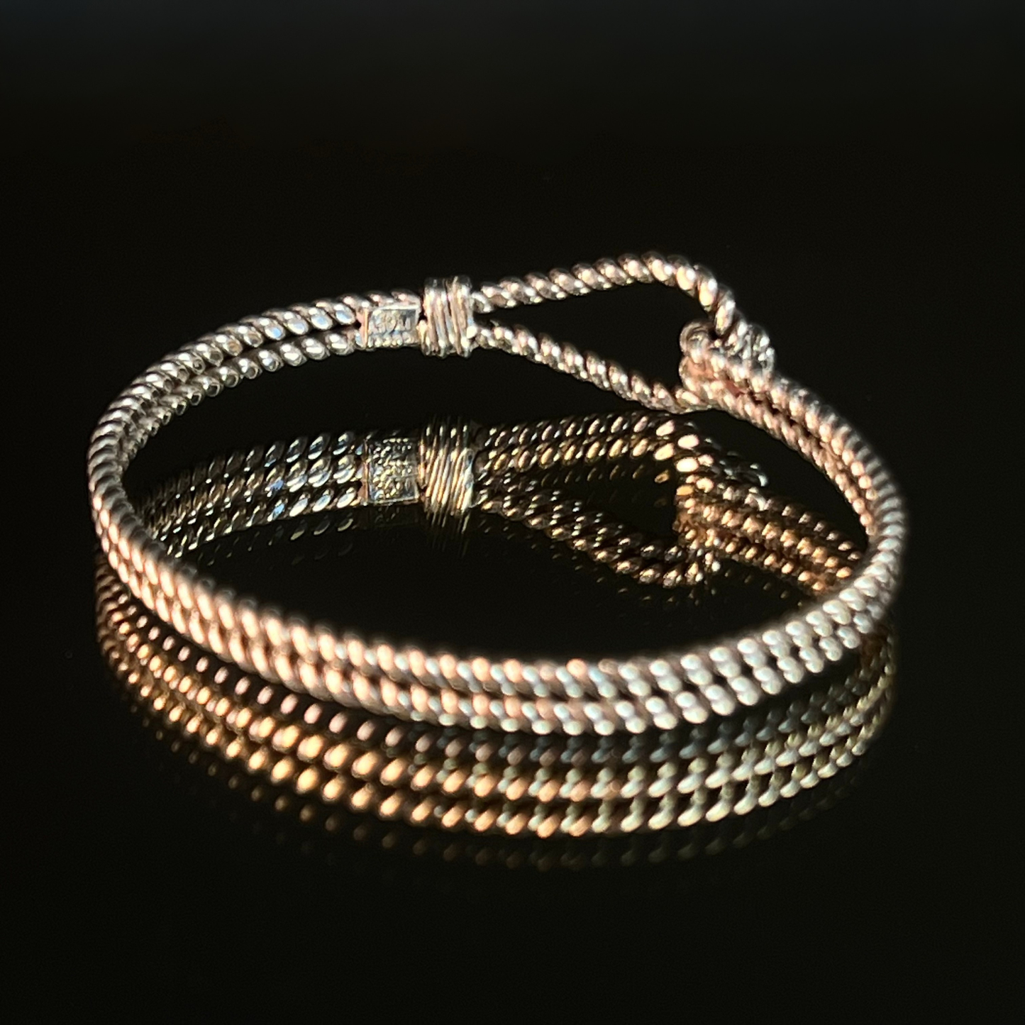 Vintage 1970s Gucci Sterling Silver Rope Bracelet