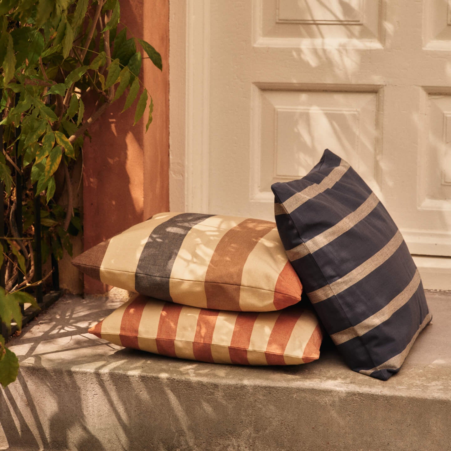 Ferm Living Strand Cushion - Cashmere/Mocha/Indigo Blue