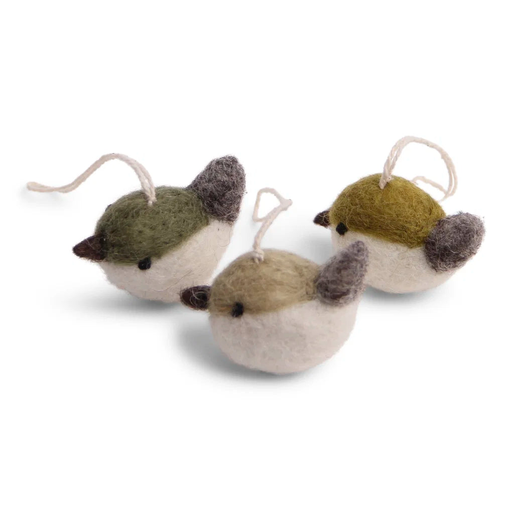 En Gry & Sif Felt Birds Green Colors - Set of 3