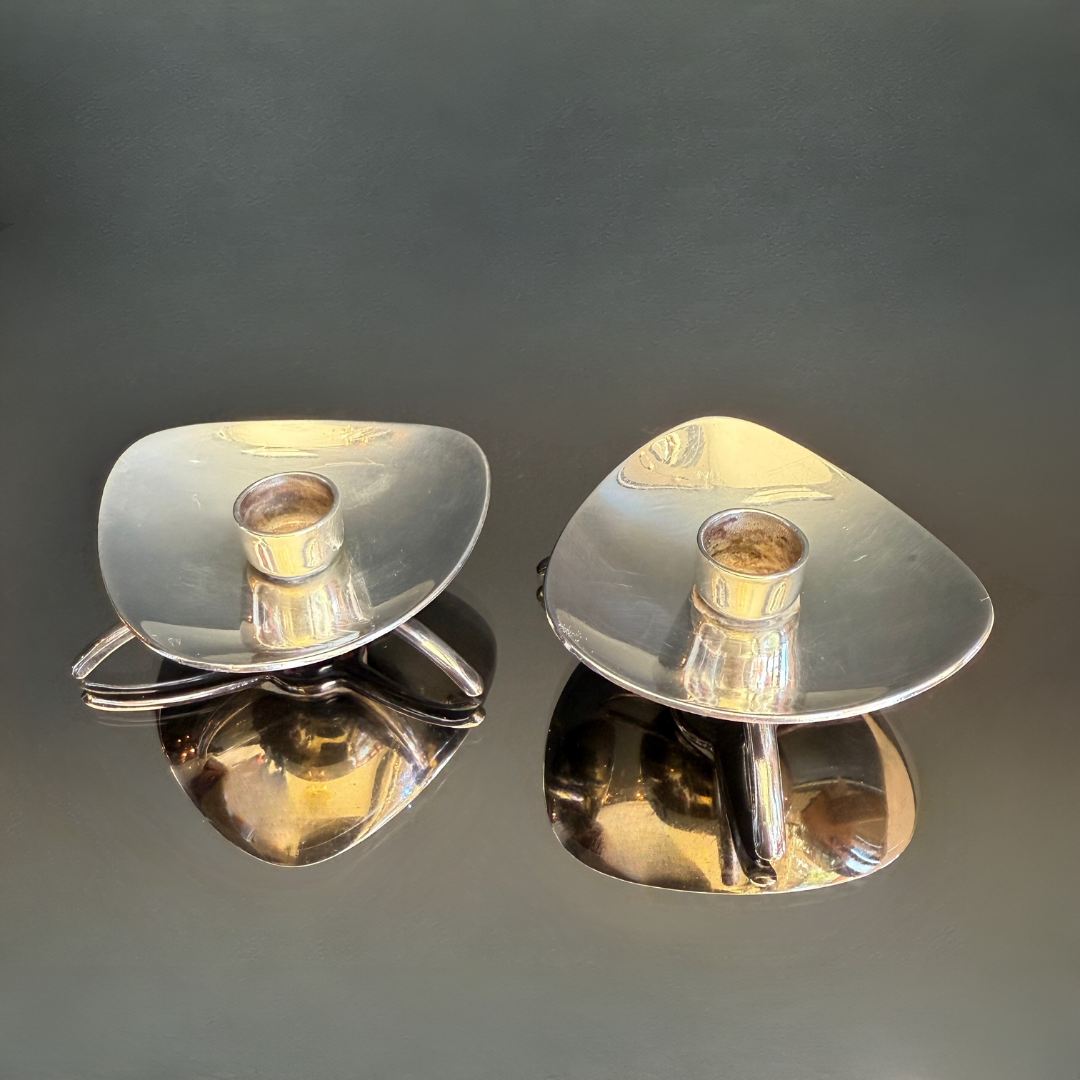 Vintage Cohr Denmark Alta Silverplated Mini Candle Holder Set