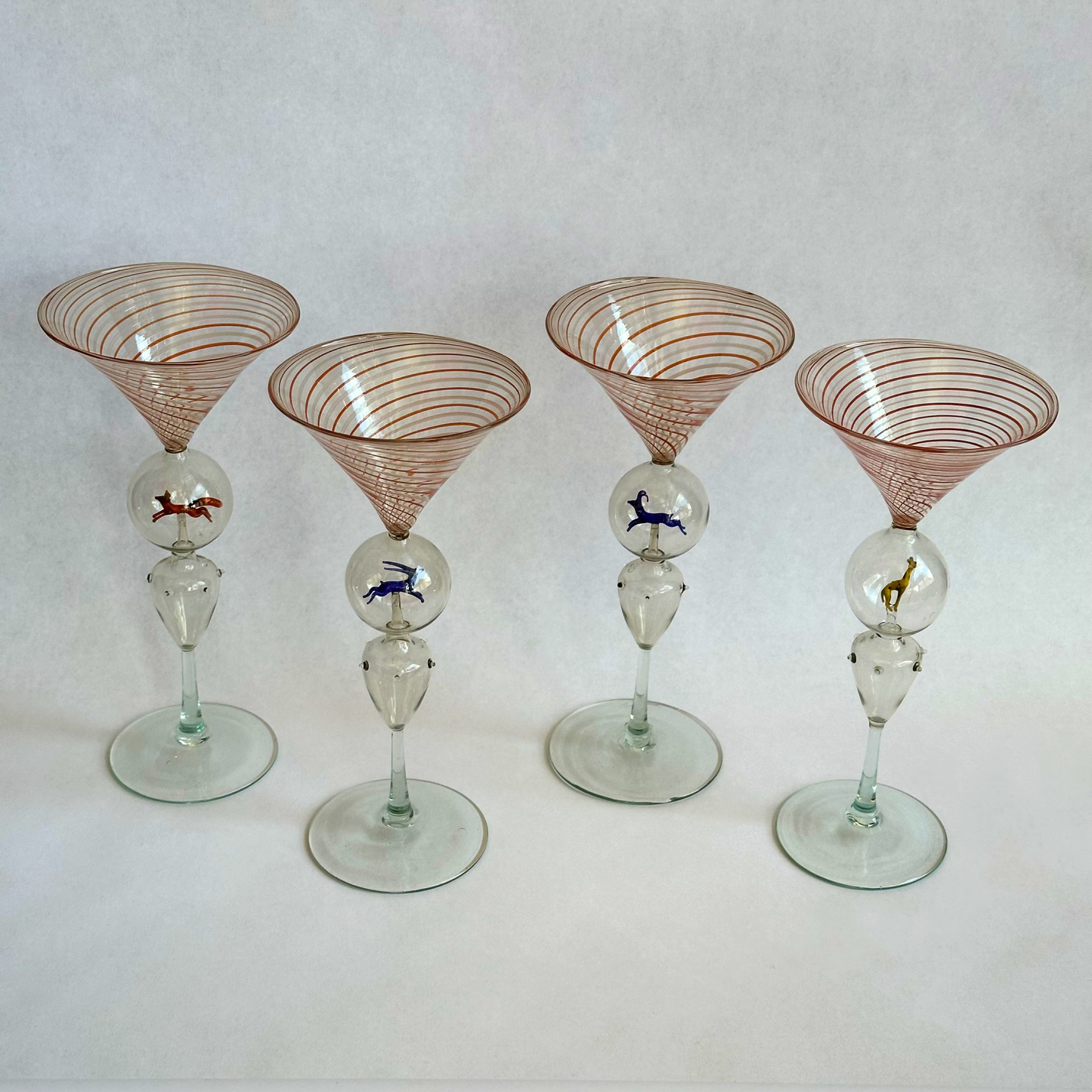 Vintage Bimini Menagerie Martini Glasses