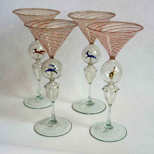 Vintage Bimini Menagerie Martini Glasses