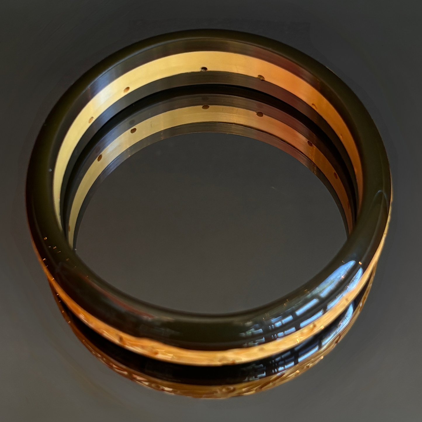 Rare Vintage Forest & Carved Butterscotch Bakelite Bangle Bracelet
