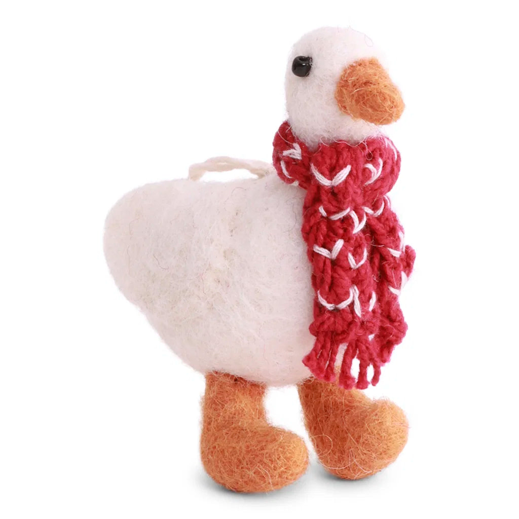 Gry & Sif Felt Goose w/ Red Scarf