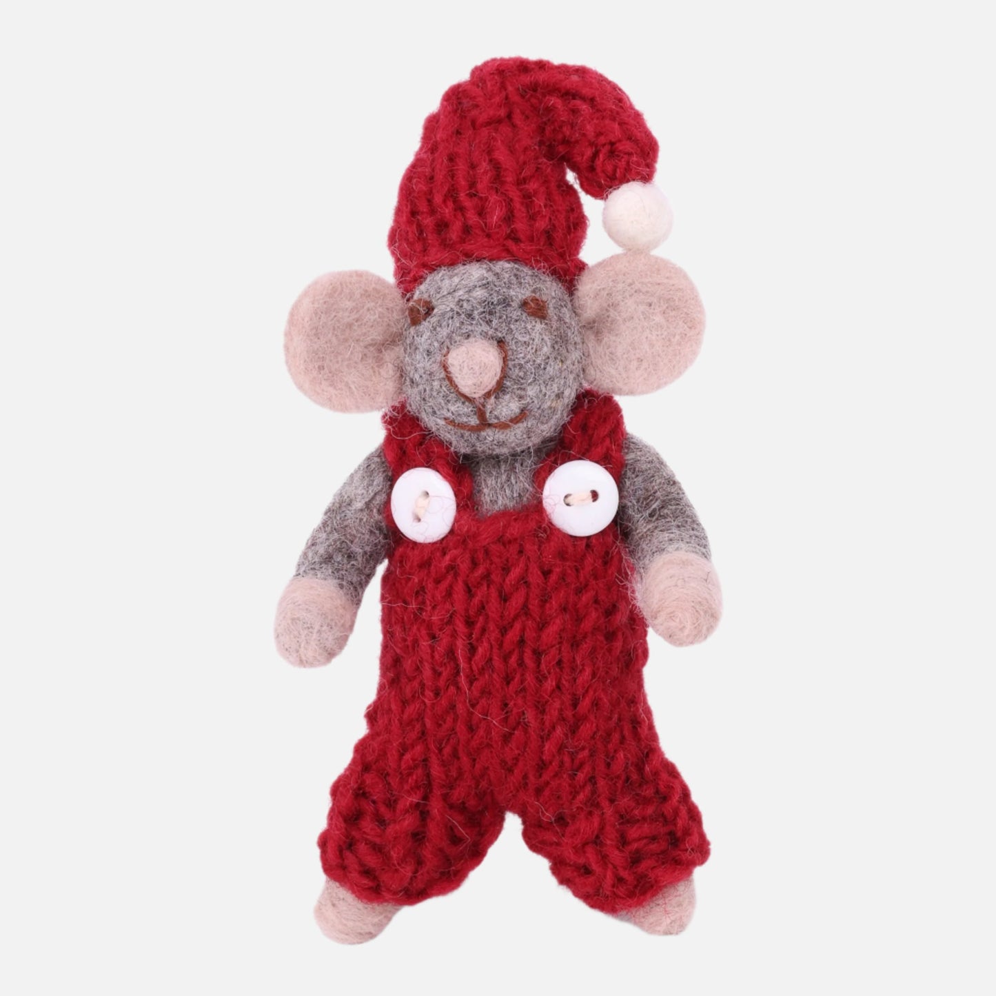 Gry & Sif Felt Grey Mouse w/ Red Pants