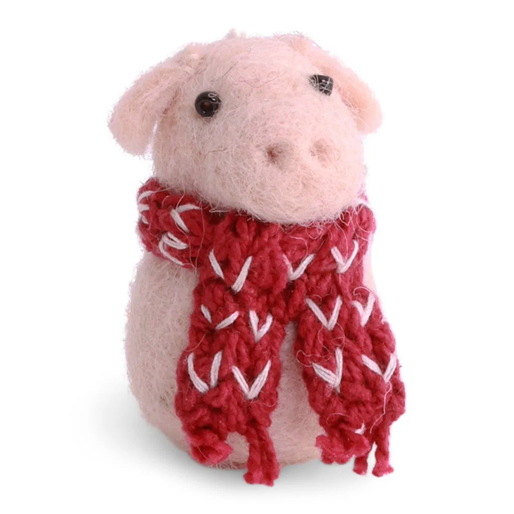 Gry & Sif Felt Pig w/ Scarf Ornament