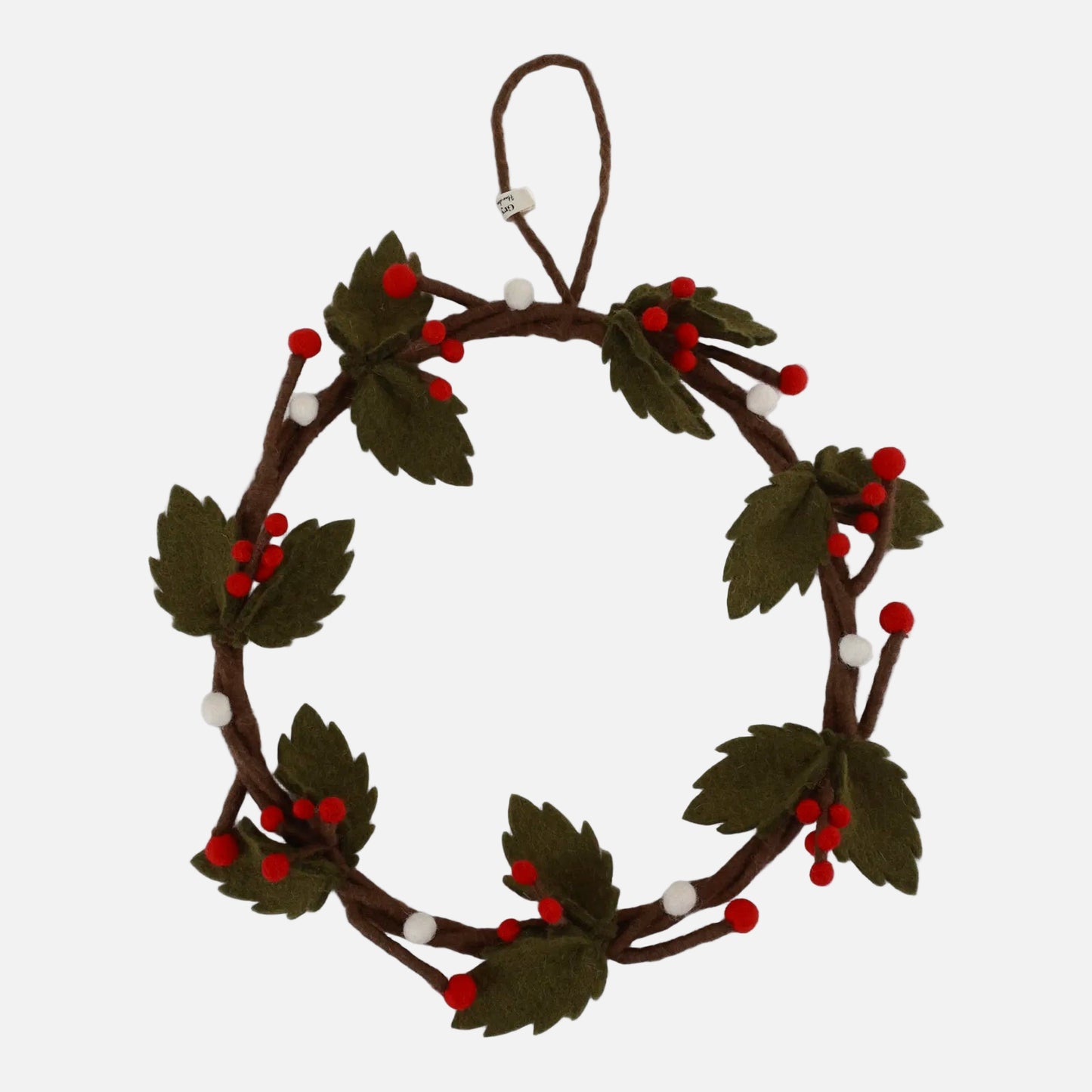 Felt Holly wreath with berries by Gry and Sif, handmade and fair trade