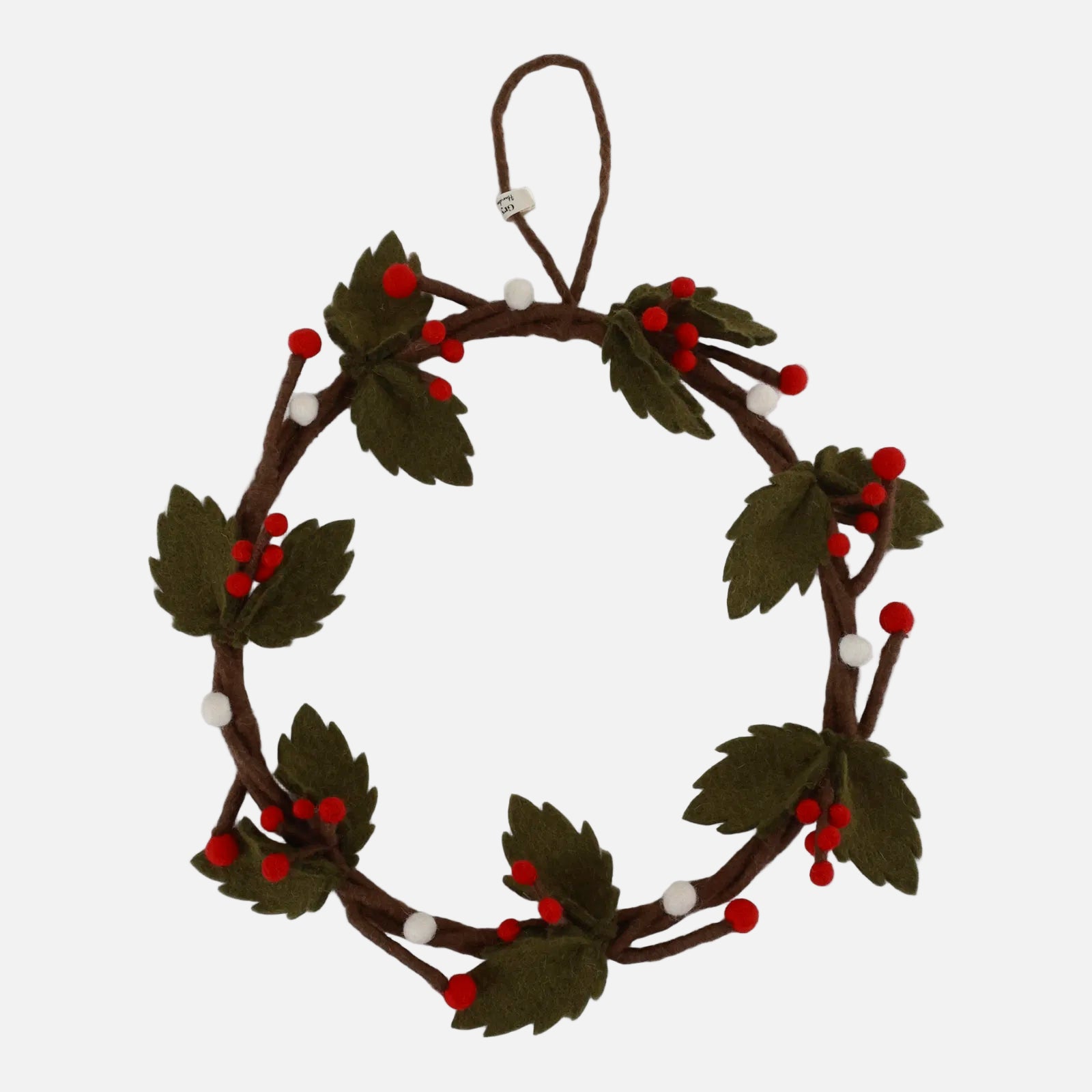 Felt Holly wreath with berries by Gry and Sif, handmade and fair trade