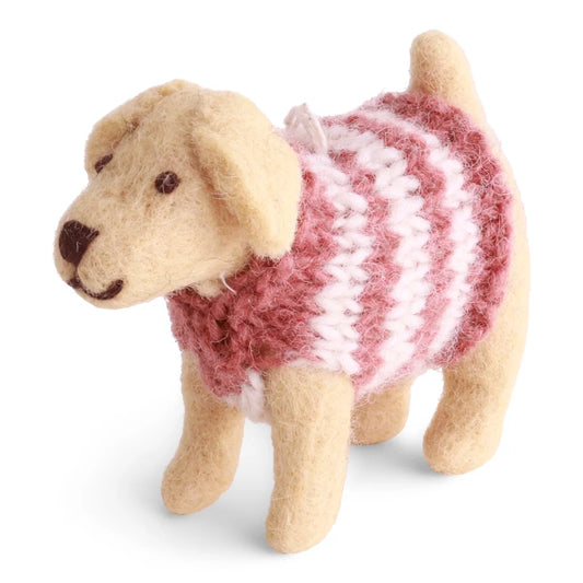 Gry  & Sif Felt Dog Labrador w/ Knitted Sweater