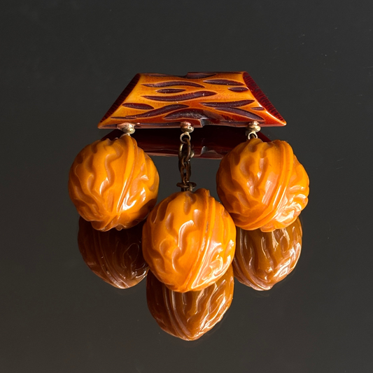 Vintage Bakelite Walnuts Brooch