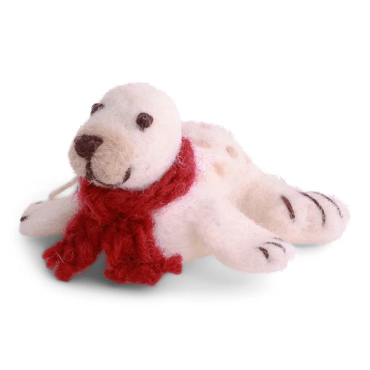 Gry & Sif Felt Baby Seal w/ Red Scarf