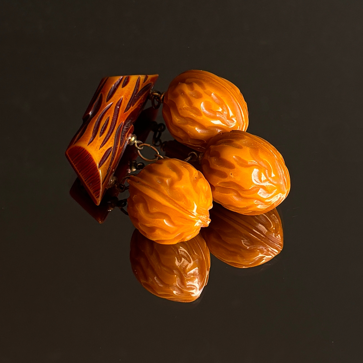 Vintage Bakelite Walnuts Brooch