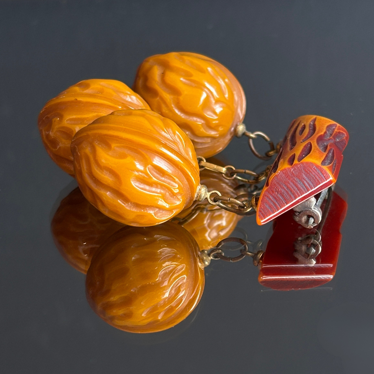 Vintage Bakelite Walnuts Brooch
