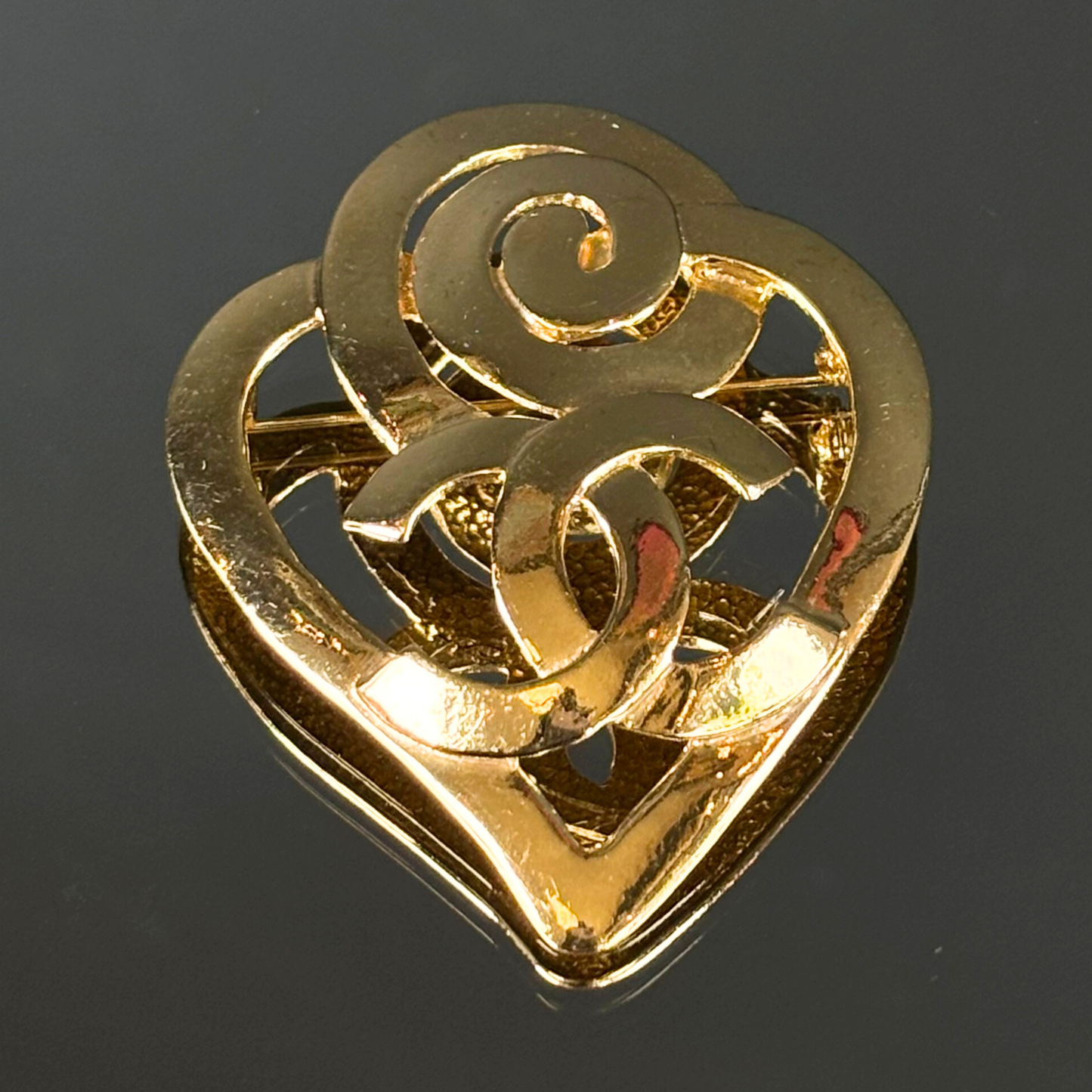 Vintage Chanel Golden Heart Brooch