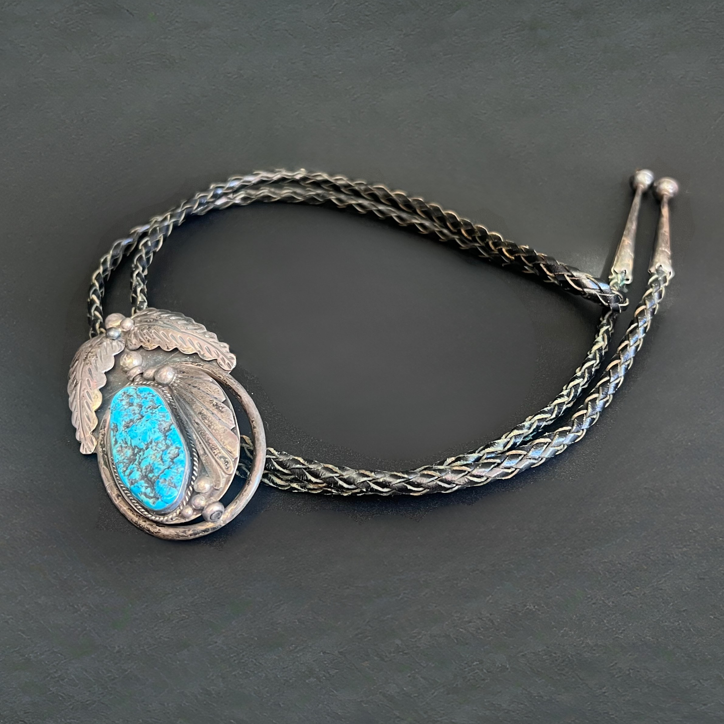 Vintage Bennett Turquoise and Coral Bolo Tie