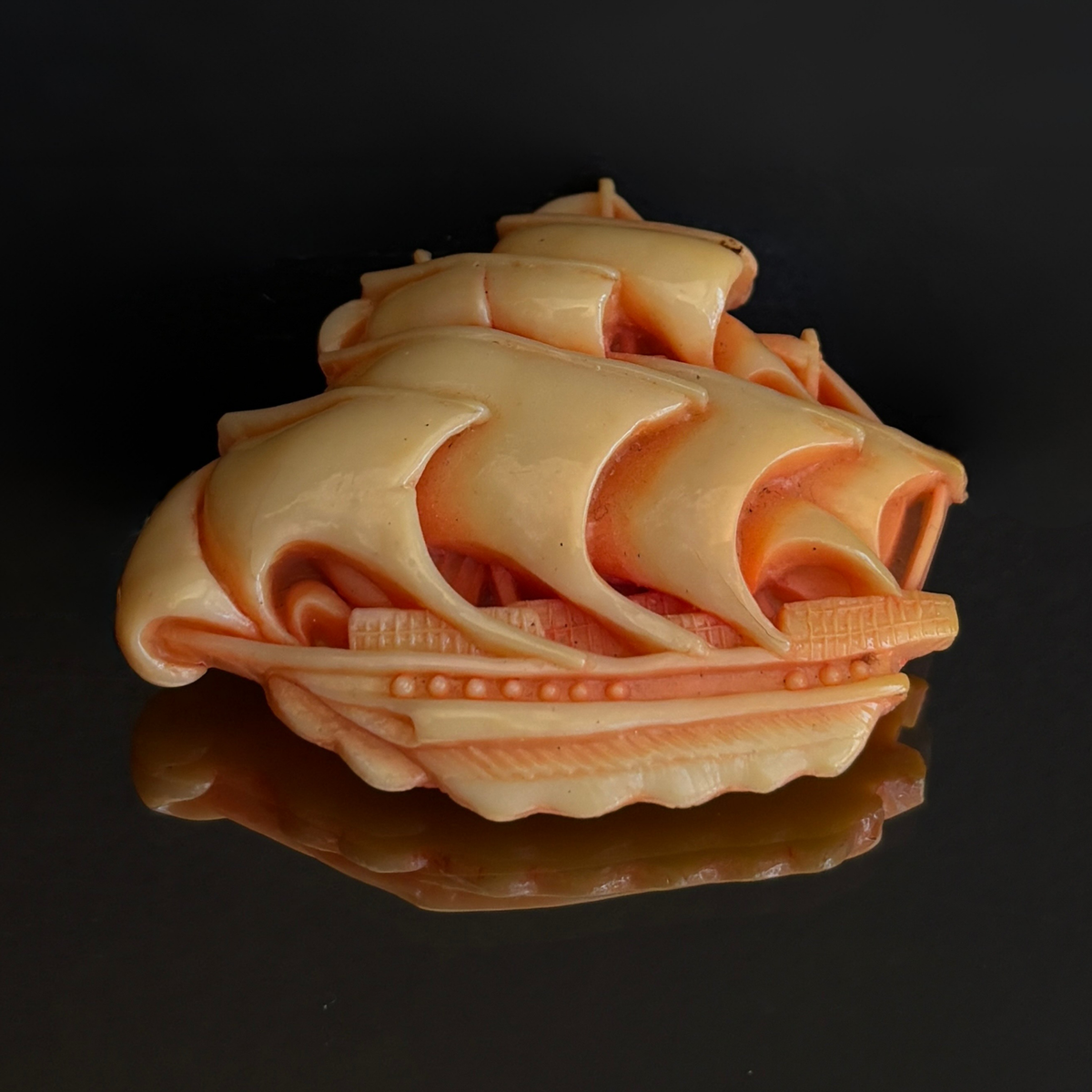 Vintage Schooner Celluloid Brooch