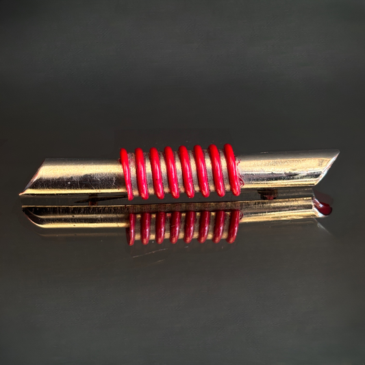 Vintage Art Deco Metal Tube Brooch *