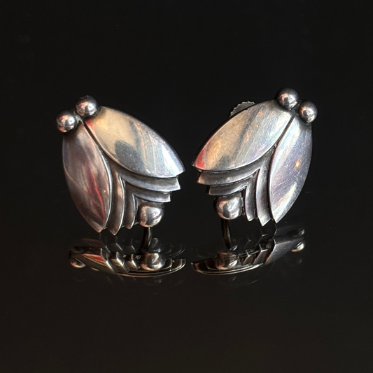 Vintage Georg Jensen Modernist Tulip Earrings #105