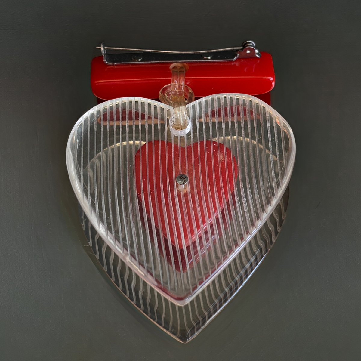 Vintage Art Deco Lucite Heart Brooch*