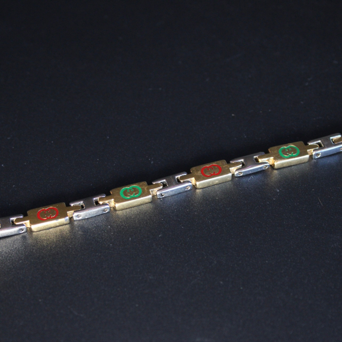 Vintage Gucci Silver & Gold Logo Bracelet